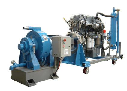 Engine dynamometer with engine mounted on test stand
