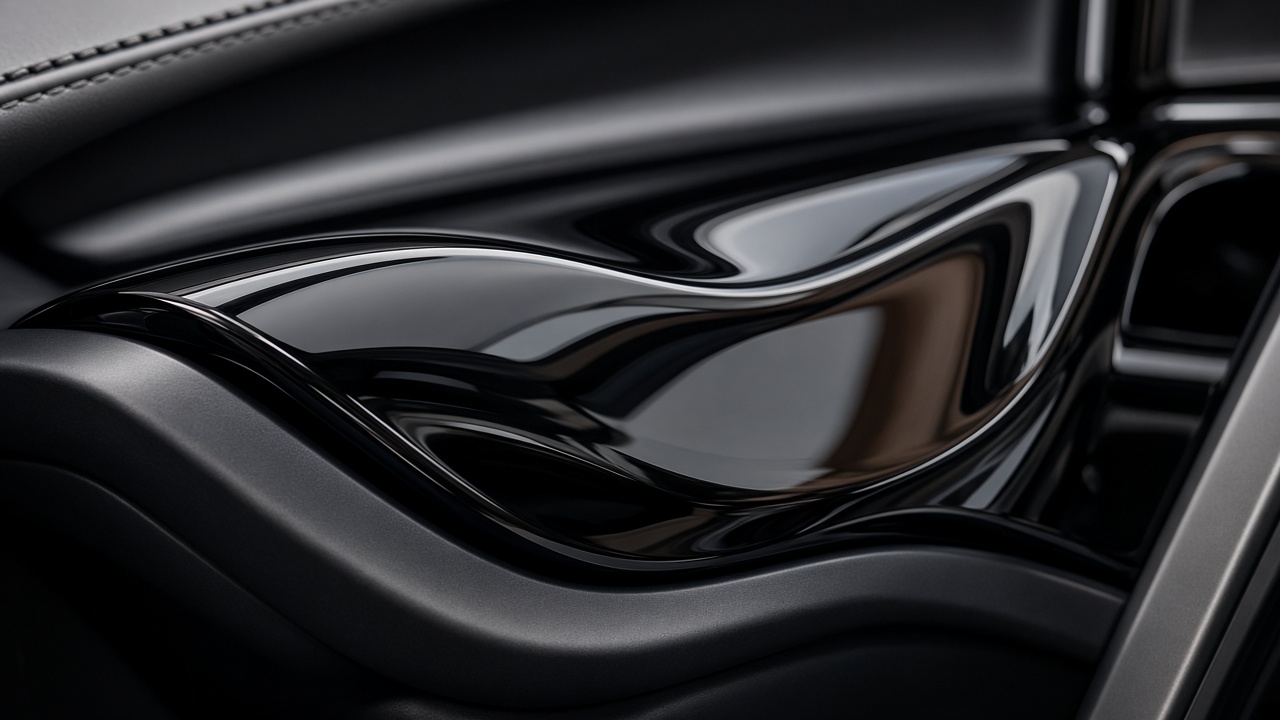 High-gloss piano-black automotive interior trim