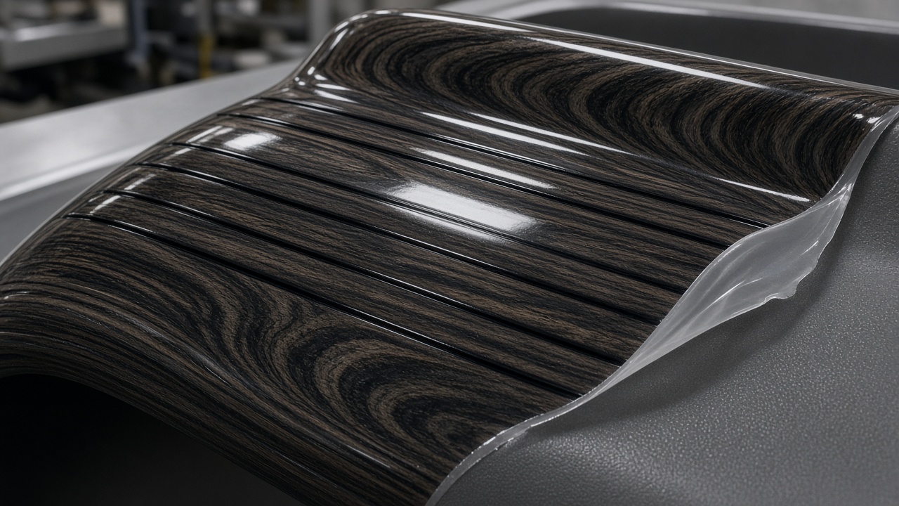 In-mold decoration film on an automotive plastic panel